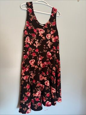 XL Pink Floral Print Midi Dress 👗 EUC- AS IS